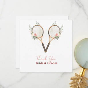 Tarjeta de agradecimiento de boda de tenis