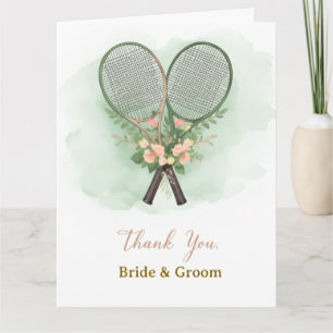 Tarjeta de agradecimiento de boda de tenis