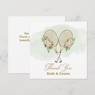 Tarjeta de agradecimiento de boda de tenis
