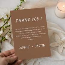 Tarjeta de agradecimiento de boda de terracota mod