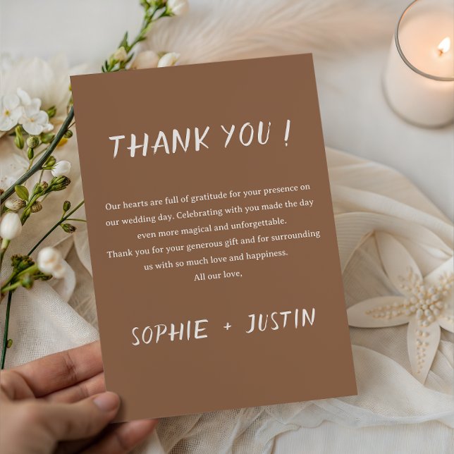 Tarjeta de agradecimiento de boda de terracota mod (Subido por el creador)