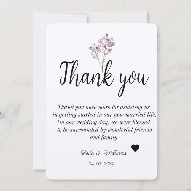 Tarjeta de agradecimiento de Boda de texto de cali (Anverso)