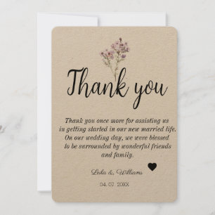 Tarjeta de agradecimiento de Boda de texto de cali