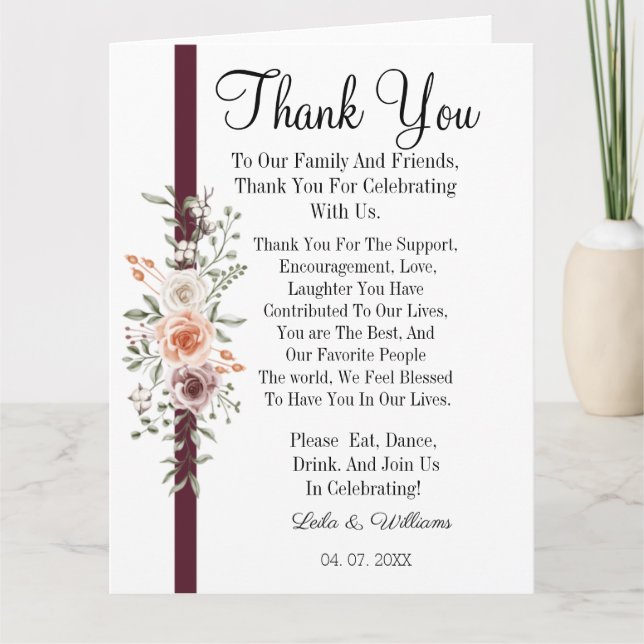 Tarjeta de agradecimiento de Boda de texto de cali (Anverso)