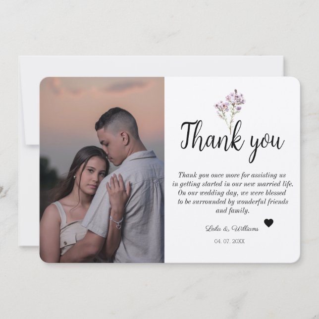 Tarjeta de agradecimiento de Boda de texto de cali (Anverso)