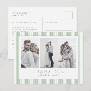 Tarjeta de agradecimiento de boda de tres fotos en