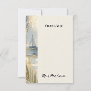 Tarjeta de agradecimiento de boda de velero coster