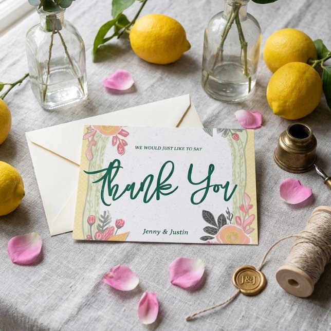 Tarjeta de agradecimiento de boda de verano limón  (Subido por el creador)