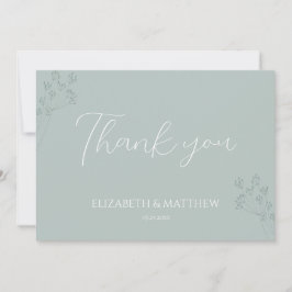 Tarjeta de agradecimiento de boda de verde floral