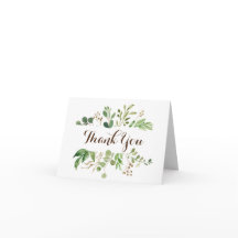 Tarjeta de agradecimiento de boda de Verdes Marco 
