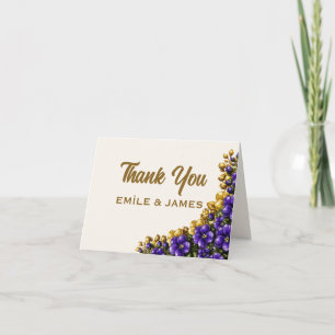 Tarjeta de agradecimiento de boda de violeta azul 