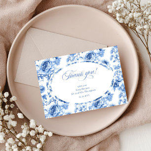 Tarjeta de agradecimiento de boda Deep Blue Roses