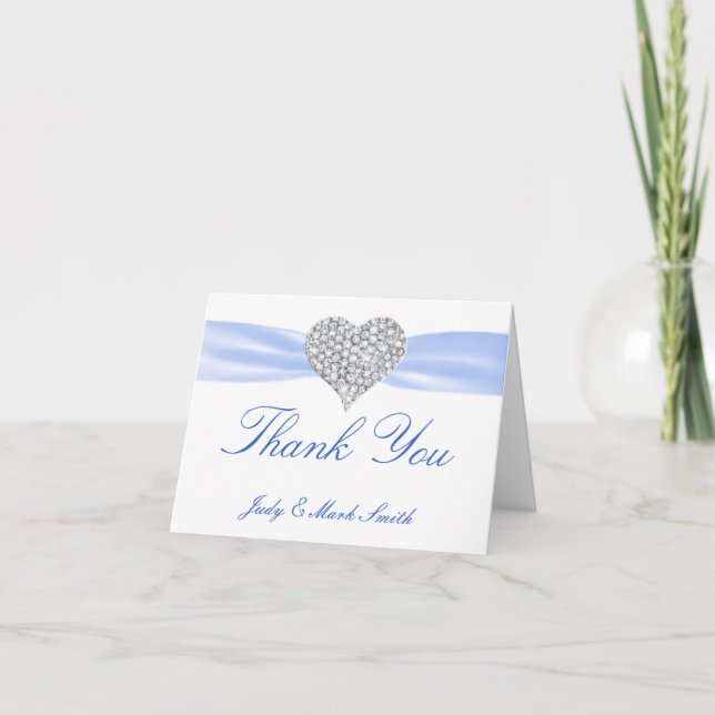 Tarjeta de agradecimiento de boda Diamante Corazón (Anverso)