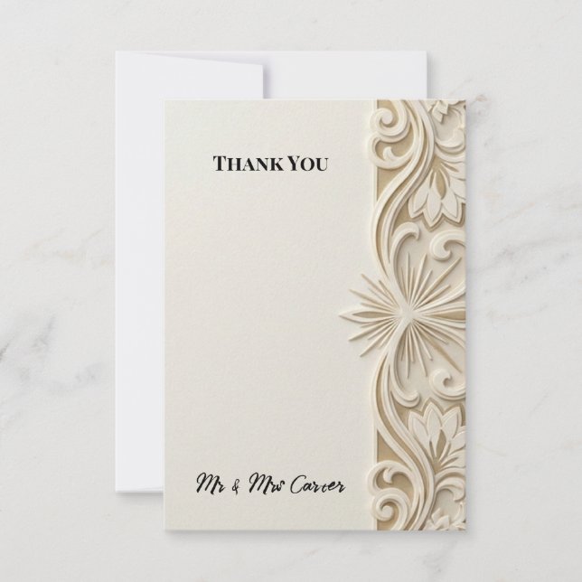 Tarjeta de agradecimiento de boda dorada ornamenta (Anverso)