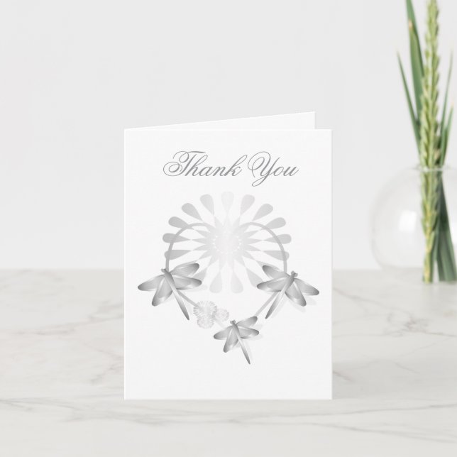 Tarjeta de agradecimiento de boda Dragones platead (Anverso)