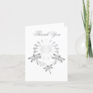Tarjeta de agradecimiento de boda Dragones platead