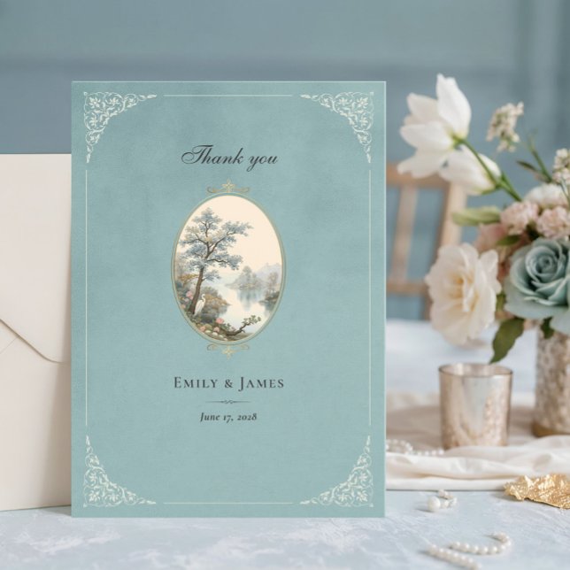 Tarjeta de agradecimiento de boda Dusty Blue de Ga (Subido por el creador)