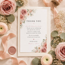 Tarjeta de agradecimiento de boda Dusty Rose
