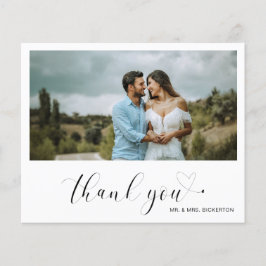Tarjeta de agradecimiento de boda económica con fo