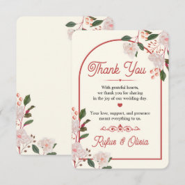 Tarjeta de agradecimiento de boda editable con arc