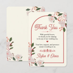 Tarjeta de agradecimiento de boda editable con arc