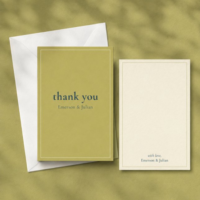 Tarjeta de agradecimiento de boda editorial Chartr (Modern editorial thank you card in striking chartreuse. Plenty of room to add your own note.)