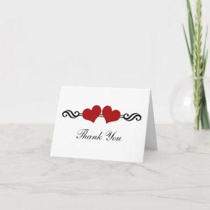 Tarjeta de agradecimiento de boda Elegant Hearts, 
