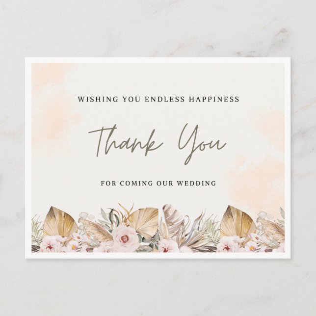 Tarjeta de agradecimiento de boda | Elegante (Anverso)