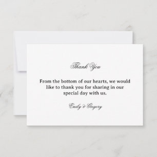 Tarjeta de agradecimiento de boda elegante