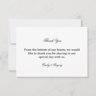 Tarjeta de agradecimiento de boda elegante