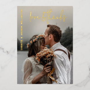 Tarjeta de agradecimiento de boda elegante 'Amor y