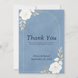 Tarjeta de agradecimiento de boda elegante azul po