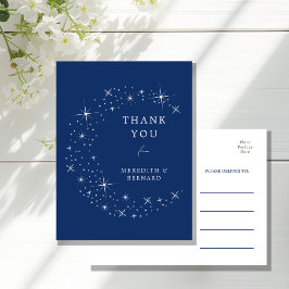 Tarjeta de agradecimiento de boda elegante celesti