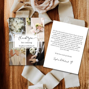 Tarjeta de agradecimiento de boda elegante con col
