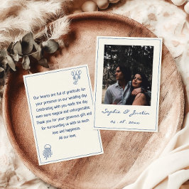 Tarjeta de agradecimiento de boda elegante con fot