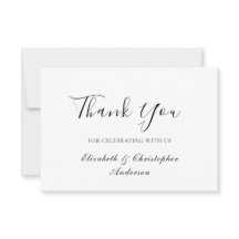 Tarjeta de agradecimiento de boda elegante con gui