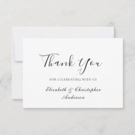 Tarjeta de agradecimiento de boda elegante con gui