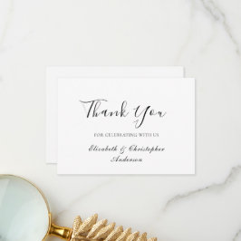 Tarjeta de agradecimiento de boda elegante con gui