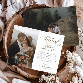 Tarjeta de agradecimiento de boda elegante con gui