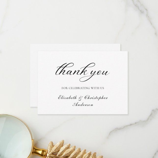 Tarjeta de agradecimiento de boda elegante con gui (Anverso/Reverso In Situ)