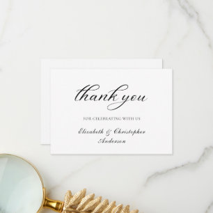 Tarjeta de agradecimiento de boda elegante con gui