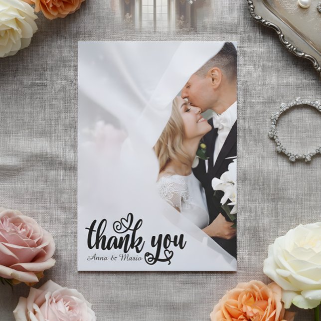 Tarjeta de agradecimiento de boda elegante con not (Subido por el creador)