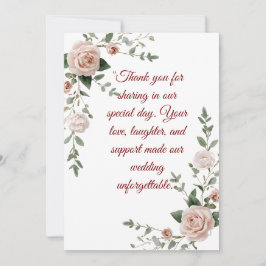 Tarjeta de agradecimiento de boda elegante con ros