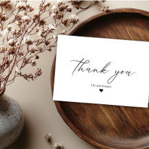 Tarjeta de agradecimiento de boda elegante corazón