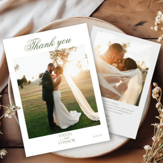 Tarjeta de agradecimiento de boda elegante de 2 fo