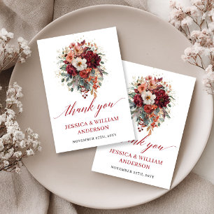 Tarjeta de agradecimiento de boda elegante de euca