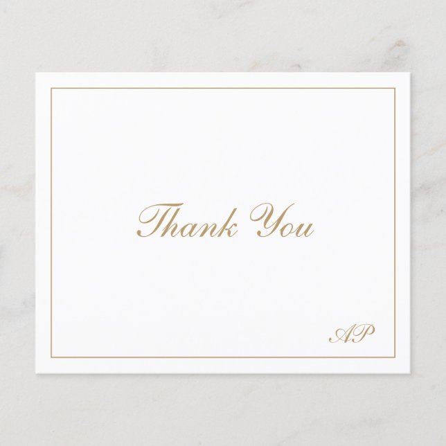 Tarjeta de agradecimiento de boda elegante de oro  (Anverso)