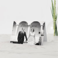 Tarjeta de agradecimiento de boda elegante en blan