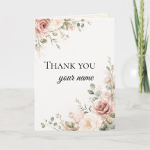 Tarjeta de agradecimiento de boda, elegante floral