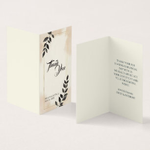 Tarjeta de agradecimiento de boda elegante hoja ve